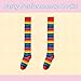 Liiusgelad Over Knee Thigh High Socks with Gloves Set, Rainbow Striped Arm Leg Warmers for Women Cosplay Costume Accessories