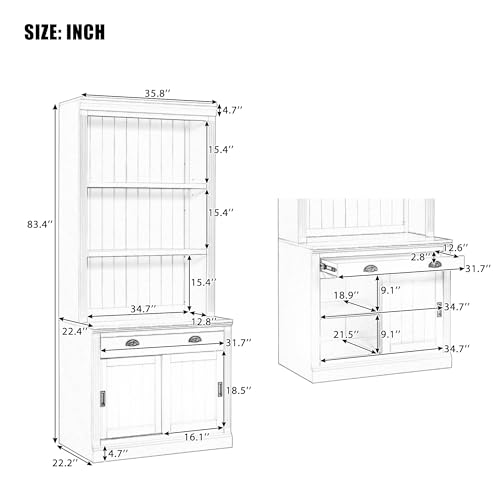 Image of 83.4 inch Tall Bookshelf with 3 Pieces LED Lighting, Modern Bookcase with Sliding Doors and Open Shelves,Storage Bookshelf for Living Room,Home Office,Black (Black)