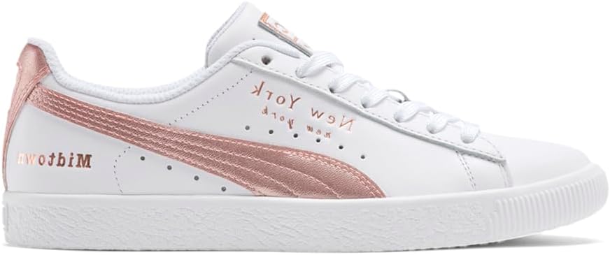 PUMA Womens Clyde NYC Flagship Lace Up Sneakers Shoes Casual - Pink, White