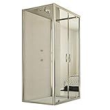 Apertura de la puerta: 61 CM Idralite Mampara de Ducha 3 Lados 80x100x80 Ap. 100 CM H198 Transparente Mod. Cristal Trio 2 Hojas