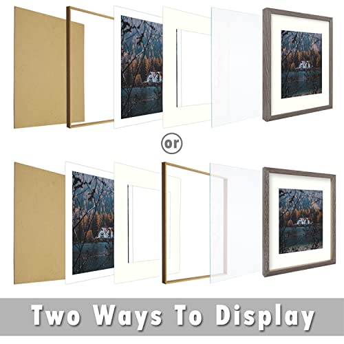 Frametory, 11X14 Picture Frame With Mat For 8X10 Photo - Country Rustic Style - High Definition Glass Wide Molding - Preinstalled Wall Mounting Hardware (Rustic Brown, 1 Pack) #TOP7