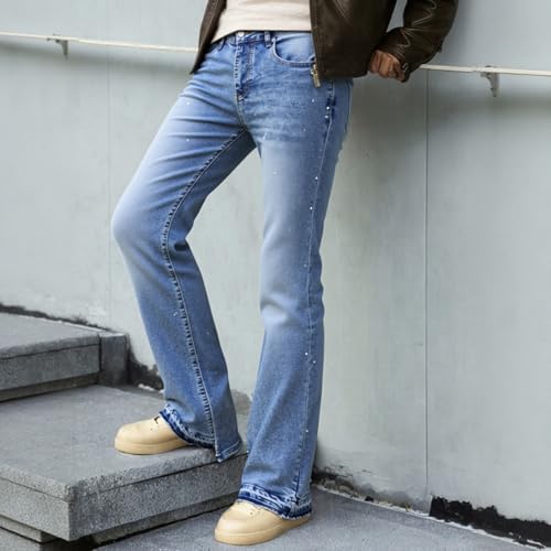 Jean évasé Y2K homme bootcut déchiré patchwork style denim années 70 d'été