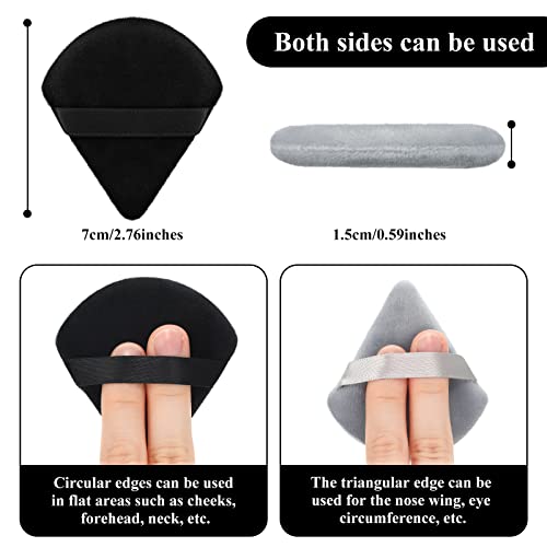 12 Pieces Triangle Powder Puff Face Makeup Cosmetic Puff For Loose Powder Soft Body Washable Reusable Foundation Sponge Mineral Powder Wet Dry Makeup Tool (Black, Gray, Small) #TOP2