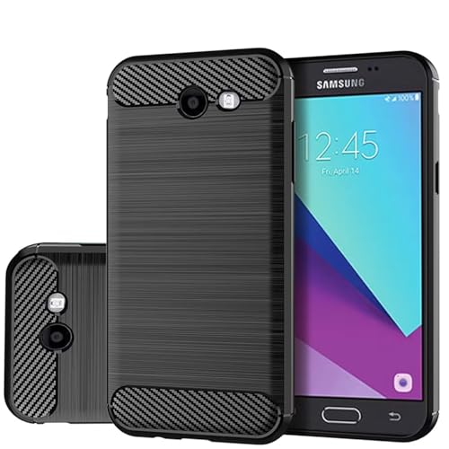 Gufuwo Case for Galaxy J3 Prime/J3 Emerge/Express Prime 2/Amp Prime 2/J3 Mission/J3 Eclipse/J3 Luna Pro Case Slim Thin Carbon Fiber Case TPU Back Case Protective Cover for Samsung Galaxy J3 2017 Black