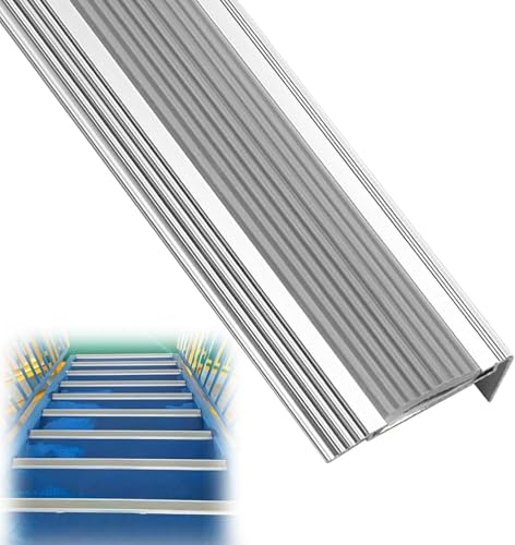 Nez de marche en aluminium gris, solution profilé de bordure en L antidérapant 6 cm