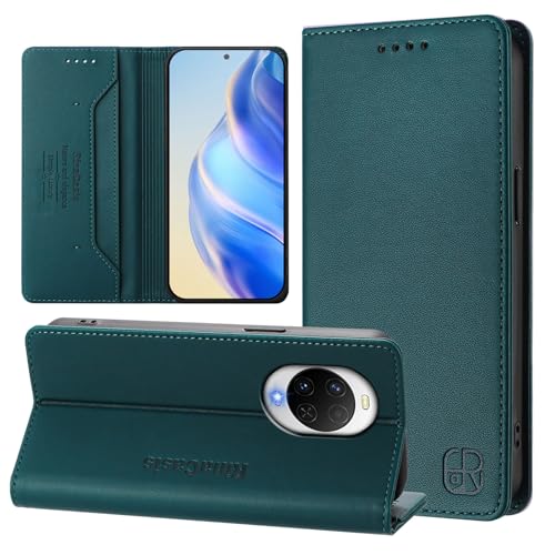 Rfvzubemok Compatible with Huawei Nova 15 / Nova 14 / Vitality Flip Kickstand Magnetic Snap Close Wallet Protective Case DeepGreen