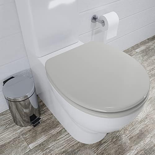 Croydex Lugano Grey FlexiFix Always Fits Moulded Wood Toilet Seat