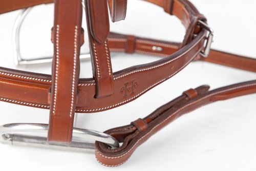 Huntley Equestrian Sedgwick Fancy Stitched English Leather Square Raised Hunter Horse Bridle With Reinss - Conker, Cob #TOP4