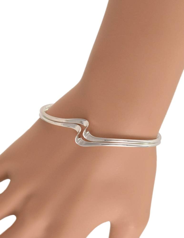 Modern Artisans Aria Wave Hand-Forged Sterling Silver Cuff Bracelet, Made in the USA