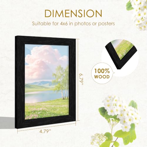 Image of 4x6 Picture Frame Set of 2, Solid Wood Frames, Black Woodgrain