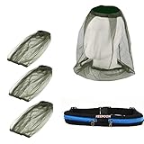 3Pack Mosquito Head Net Face Netting for Bugs Mosquito Repellent Clothing Mosquito Net for Hat with Handfree Waist bag for Outdoor Camping,Hiking,Traveling,Fishing Beekeeping and Gardening