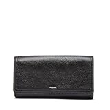 10,16 cm Fossil Cartera de Mano con Solapa Logan RFID para Mujer, 19.4 cm de Largo x 2.5 cm de Ancho x 10.2 cm de Alto, Negro