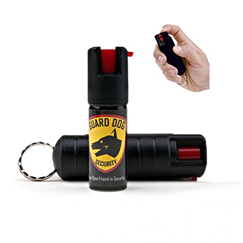 Guard Dog Security Hard Case Pepper Spray Keychain w/ Belt Clip, Red Hot Self Defense Spray with UV Dye, Black