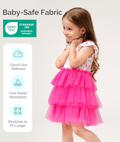 Bamboo Viscose Toddler Girl Dress Summer Flutter Sleeve Casual Tulle Tutu Dress3