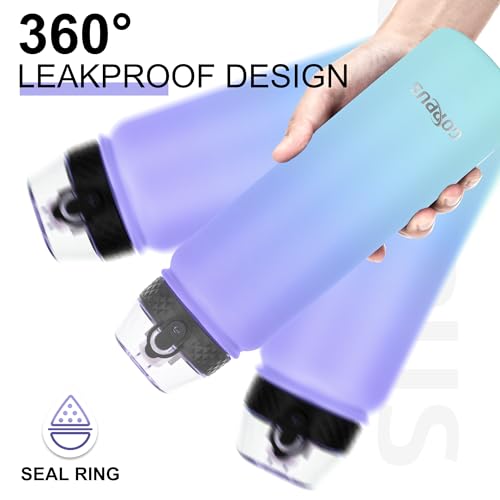 GOPPUS 1L/32oz Stainless Water Bottle with Straw Double Wall Insulated Bottles with Strap Reusable Vacuum Thermal Flask Leakproof Keep Cold Drinks Bottles with Flip Top Lid for Gym Men Women BPA Free - Image 4