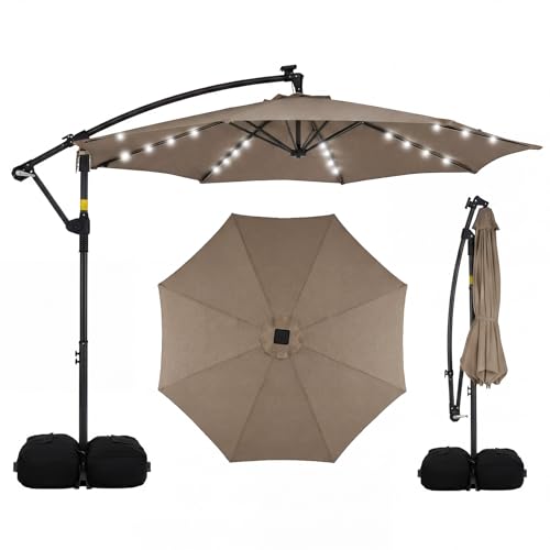 Tangkula 10ft Solar Umbrella with Base