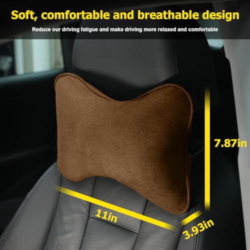Image of Osilly Car Headrest Pillow, Soft Comfortable Breathable Memory Foam Ergonomic Design Automotive Neck Pillow Cushion with Adjustable Strap for Neck Pain Pressure Relief, Universal Fit(Brown)