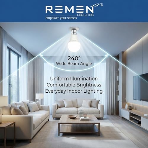 Image of REMEN 7W LED Bulb B22 Base Pack of 6 | 6500K Cool Day Light | 735 Lumens | BIS Certified & BEE 2 Star | 105 lm /W High Efficiency | LED Bulb for Home, Bedroom, Kitchen & Office