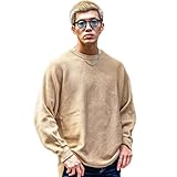[サムディフ] ミラノリブドルマンニット 冬服 セーター【ゆるシルエット】 メンズ ニット サイドスリット クルーネック ゆったり オーバーサイズ ドルマンスリーブ S ベージュ(クルー)
