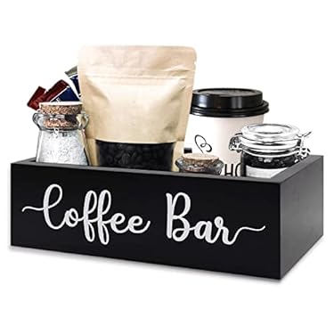AMAZON - Zingoetrie Coffee Bar Wooden Box Coffee Station Holder Farmhouse Kitchen Decor Black Coffee Bar Wood Organizer Storage Gift for Coffee Lover Food Storage Coffee Tea Sugar