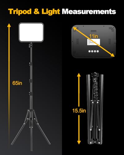 UBeesize 2-Pack LED Video Light Kit, 3000-6500K Dimmable Photography Studio Lights with Tripod Stand & Phone Holder, Video Recording & Streaming Lighting for Makeup, Gaming, YouTube