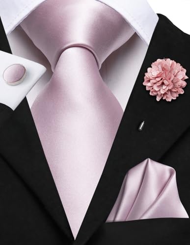 Image of Hi-Tie Men's Tie Lapel Pin Set Pocket Square Cufflinks Formal Woven Silk Tie Sets Wedding Party