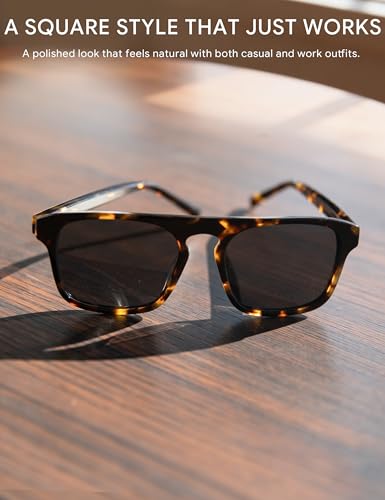 Image of BIRCEN Mens Acetate Polarized Sunglasses: Retro Square Sun Glasses UV400 Protection Anti-Glare Shades for Driving Travel