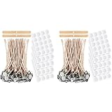 Gisoanudt 200 Stück Kerzendochte aus Sojawachs, 6 Zoll mit Basis, doppelseitiger...