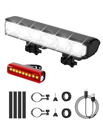 Victoper Lumiere Velo Avant et Arrière,Eclairage Velo Faisceau Large, 2025 Amélioré Lumen élevé 6LED Lampe Velo LED Puissantes, IPX4 Étanche,Eclairage Velo pour Cyclisme sur Route en Montagne