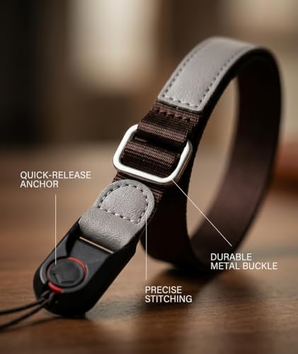 Image of embroidery Camera Strap, Camera Belt, Wrist Strap for Camera - Adjustable Quick Release Hand Strap, Mirrorless & Action Cams