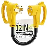 50 Amp to 30 Amp RV Adapter 3 Prong 12 Inch, NEMA 14-50P Male to NEMA TT-30R Female, Heavy Duty RV Electrical Adapter Cord for Camper, STW 10AWG 30A 125V 3750W, Yellow, ETL Listed