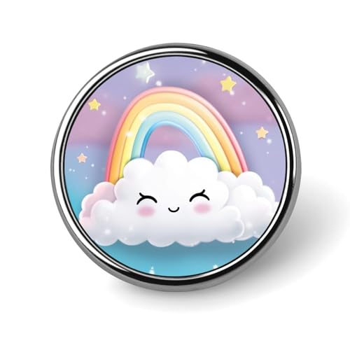 Aluminium Alloy Round Badge Brooch Pins for Men Cartoon Smiling Cloud Rainbow Brooches Elegant Pin for Women Fashion Button Badges Brooch Badge for Hats Jackets Shirts