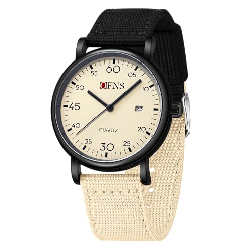 Image of BIEWO Mens Watches Unisex Military Sport Nylon Strap Stylish Luminous Fashion Analog Quartz Watch for Men Waterproof Army Tactical Casual Wristwatch for Gift (Black)