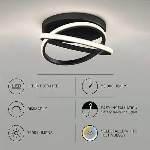 Artika Orbia 32W Integrated LED Flush Mount Modern Ceiling Light Fixture (Black, Flush Mount) by artika - Used condition - Image 6