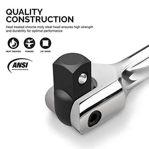 Image of Neiko 00339A 3 /8-Inch-Drive Premium Breaker Bar, 12 Inches Long, Nut Breaker Bar, 180-Degree Flex Cr-Mo Head with Cr-V Steel Construction