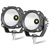 Lumimotor 3 Inch Round LED Lights 50W Spot Motorcycle Fog Lights Mini Round Offroad Driving Lights Bumper Ditch LED Pod Lights 2Pcs for Motorcycle Truck Pickup SUV UTV ATV Toyota