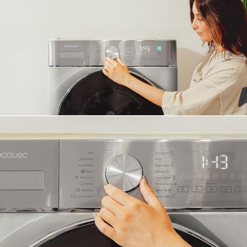 Cecotec Lave-linge Séchant 8-5Kg Bolero Wash&Dry 8590 Inverter Steel 1400RPM, 16 Programmes, Inverter Plus, Lavage à la Vapeur, Lavage et Séchage Intelligents, Stérilisation, Joint Antibactérien – Image 6