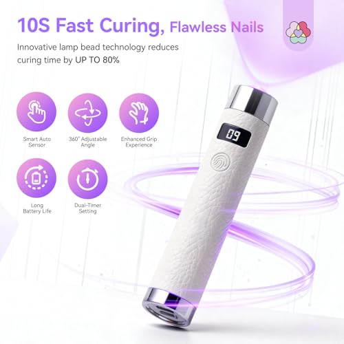 Image of Saviland UV Light for Gel Nails: Smart Sensor 10s Fast Flash Cure UV Nail Lamp with Magnetic Stand Holder 360 Coverage Flash Cure Light Nail Glue Nail Gems Nail Lamps for Gel Polish