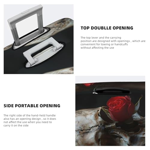 Realistic Rose Skull For Travel Luggage Cover Suitcase Protector Fits 18-32 Inch Travel Luggage Protector Elastic Luggage Anti-Scratch Suitcase Cover3