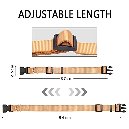 AiTodos® Dog Collar - Brown Nylon Adjustable Breathable Anti Bite Dog Collar Recommended Neck 35-54cm Width 2.5cm - Image 4