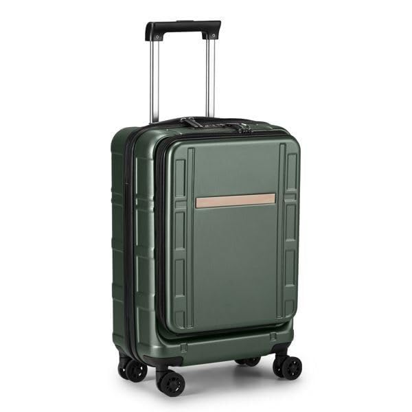 Perfect Size Carry On Luggage for Air Travel, 20-Inch Durable Design with Double Spinner Wheels, Dark Green