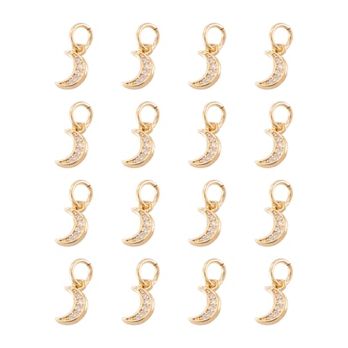 Charms lune zirconium 9x5mm plaqué or anti-ternissement pour réparer ou monter des bijoux