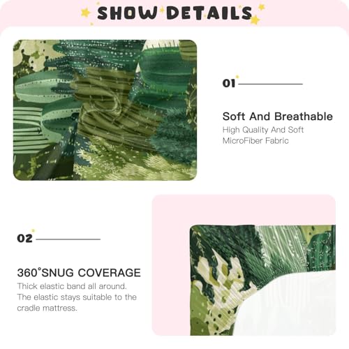 Image of Crib Sheet Breathable Soft Crib Mattress Sheet for Baby Toddler Boys Girls Fitted Crib Sheet Fit Standard Crib Mattress 39 x 27 Inch Green Cacti Plants
