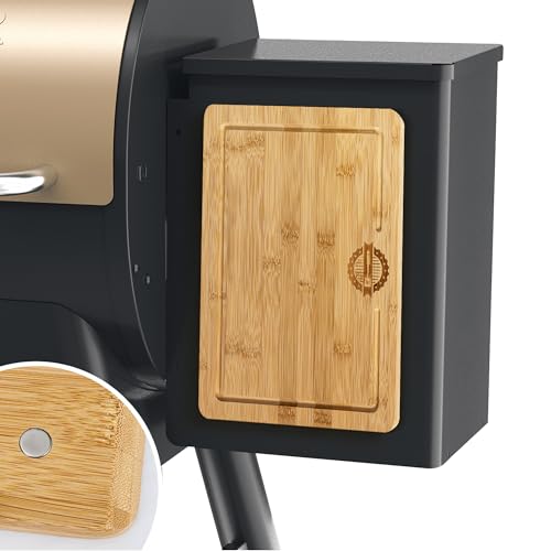 Magnetic Bamboo Cutting Board, Ideal for BBQ and Outdoor Cooking, Premium Bamboo Chopping Board with Strong Magnets to Securely Attach to Grill Side, Compatible with Traeger and Pit Boss Grills.