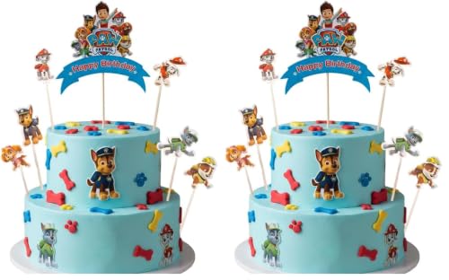 Image of Wanna Party Paw Theme Happy Birthday Cake Topper Set | Kids Cartoon Cake Decoration for Boys Birthday Decoration Items (Pack of 2)
