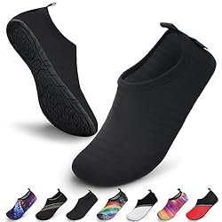 SAGUARO Escarpines Hombre Mujer para Buceo Snorkel...: Material Transpirable: El material de punto transpirable puede mantener los pies secos y cómodos Tela Elástica: La línea superior elástica hace que sea fácil ponerse y quitarse los zapatos de agua Solura de Goma: La suela sin deslizamiento proporcion...