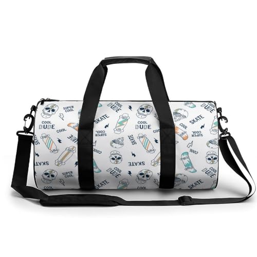 Sac de sport gym skateboard skull duffel bag de 45x23x23cm