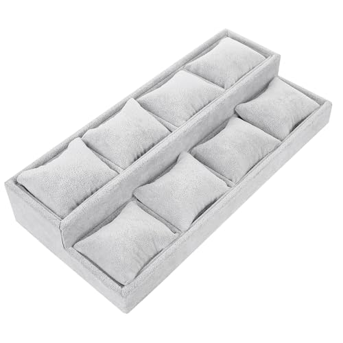 LIFKOME 氷花ベルベット二トレイ ジュエリー収納 コンパートメント付き 軽量で丈夫 腕時計 バングル ブレスレット対応 レディース向け実用