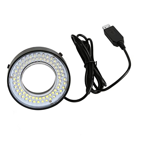 顕微鏡 USB 72 LEDリングライト顕微鏡照明ランプ、単眼双眼三眼実体顕微鏡用の調整可能なフォーカスランプ