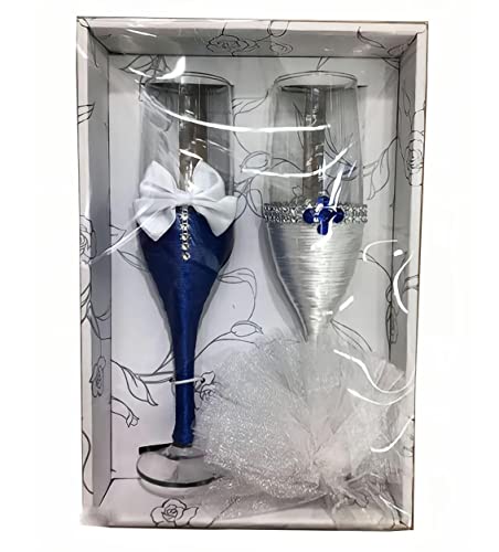 Bicchieri da vino per champagne da 198,4 g per sposi e sposi per tostare, regali di nozze, regali di coppia, decorazioni di nozze (J)